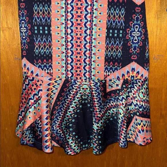 •AS U WISH•NWOT MULTI-COLORED BOHEMIAN 3/4 SLEEVE RUFFLE HEM DRESS SIZE XS - Picture 5 of 10